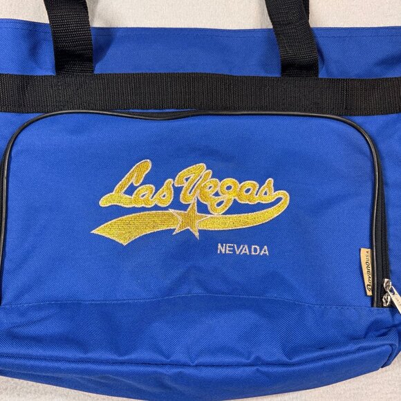 Las Vegas Nevada Tote Bag Embroidered Blue Black Zip Pocket Travel Souvenir - Picture 2 of 4